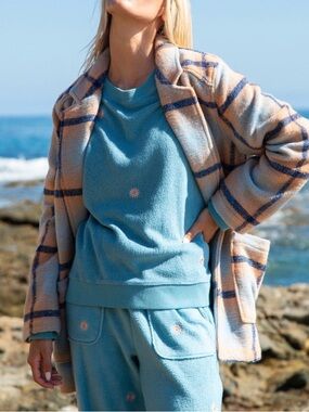 Electric and rose brushed plaid wool blend shacket - new with tags sz s